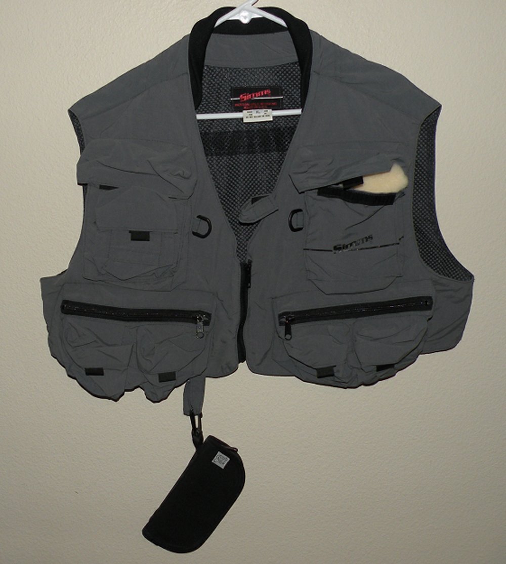 Vtg 80s Simms Men’s XL Nylon Fishing Vest Gray Jackson Hole WY 14 Pocket NWOT